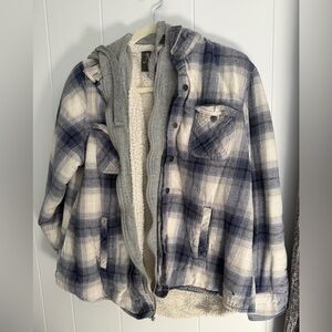 Natural Reflections Plaid Sherpa Lined Hooded Jacket – Size XL